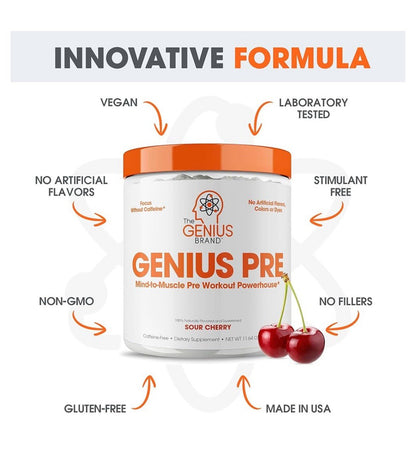 The Genius Brand, Pre Workout Powerhouse, Sour Cherry, 11.21 oz0
