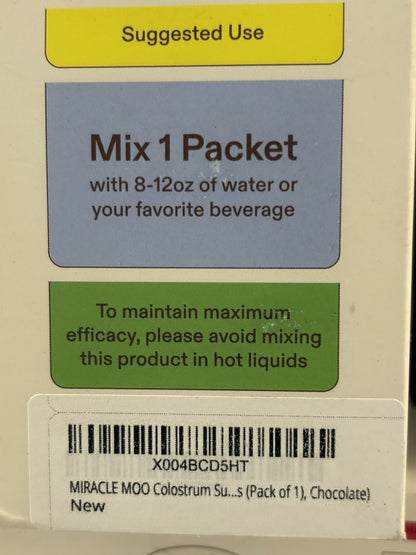 Miracle Moo Bovine CLOSTRUM Milk Chocolate Stick Packets 30 Count2