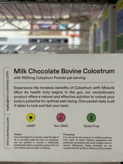 Miracle Moo Bovine CLOSTRUM Milk Chocolate Stick Packets 30 Count1