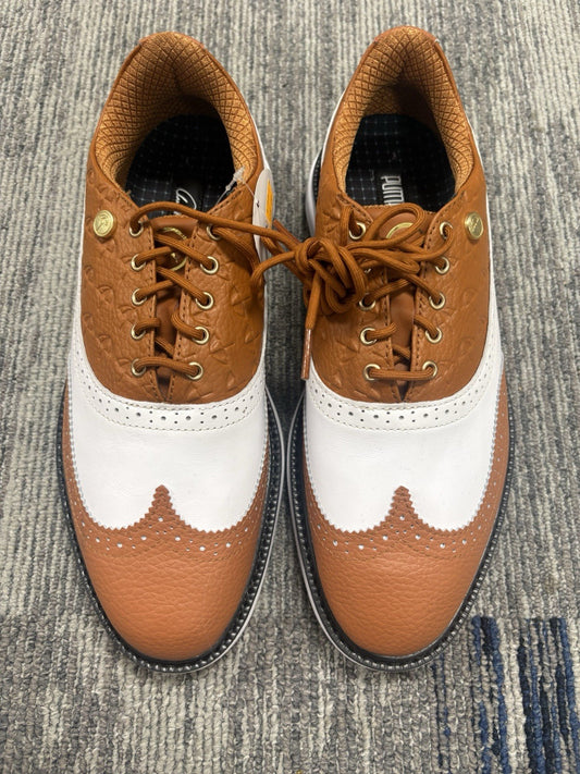 Puma Men's Arnold Palmer Golf Shoes Size 8 White Leather Brown 311501-010