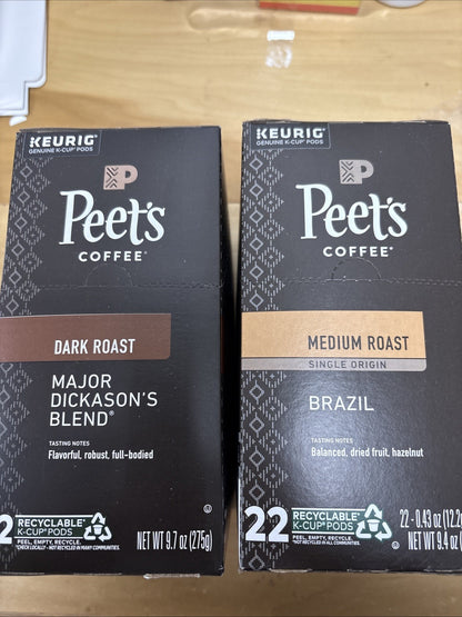 Peet’s Coffe Major Dicksons Blend And Brazil 44 Count Kcups0