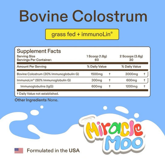 Miracle Moo Bovine Colostrum, Unflavored 60 Servings, 3.81 oz Powder1